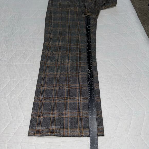 Express Editor Women's Metallic Plaid Trouser Pants Gray Brown Gold Size 8 - Picture 13 of 13